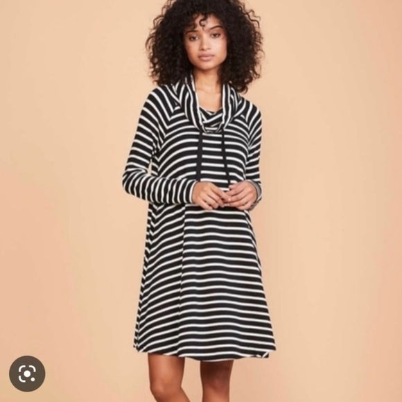 Lou & Grey black white stripe easy signature soft stretch Knit dress size S - Picture 1 of 15